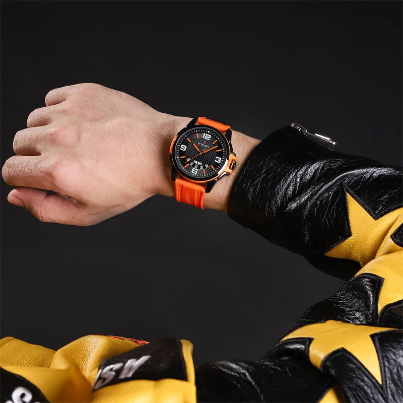 NAVIFORCE Men's Casual Quartz Watch Silicone Strap Automatic Date Luminous Silicone Strap Waterproof Wristwatches Reloj Hombre