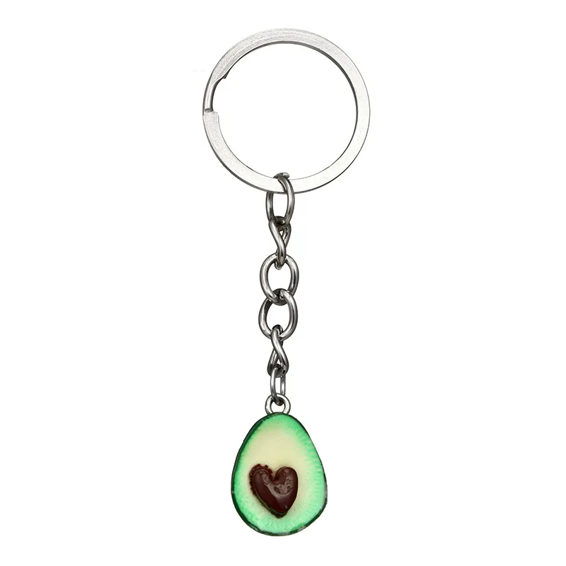 Grass Green  Simulation Fruit Avocado Heart-shaped Keychain Fashion Jewelry  Keyrings Best Friend s BFF