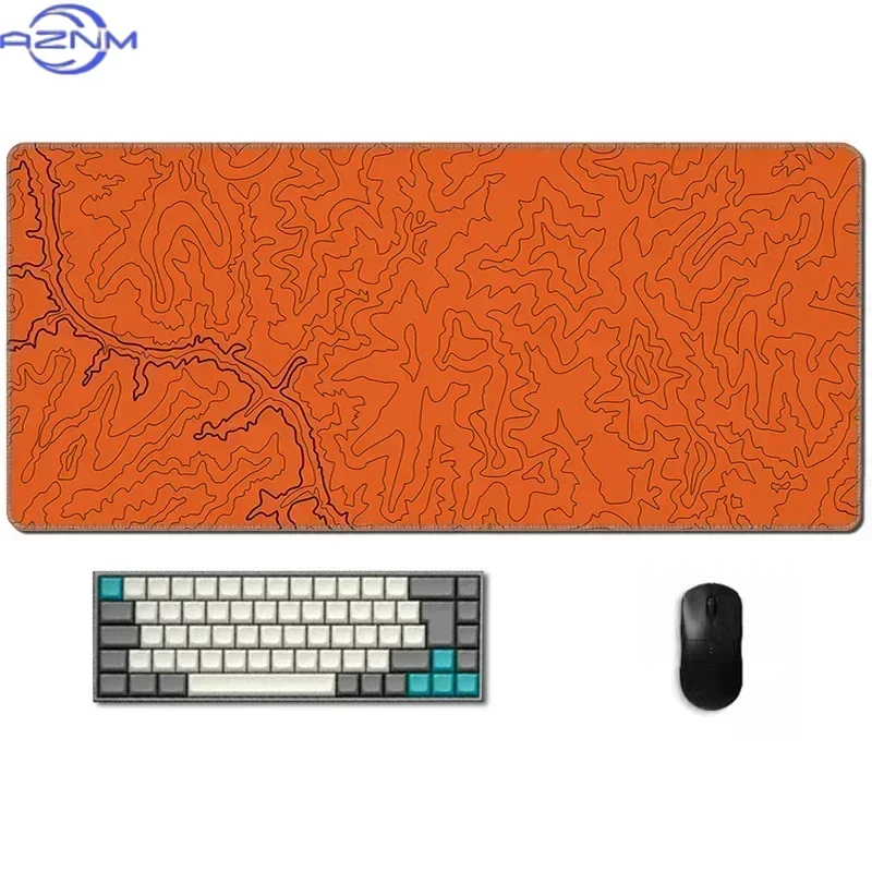 Orange black line mouse pad 900x400 non-slip wear-resistant rubber bottom with stitched edge keyboard mat suitable for office