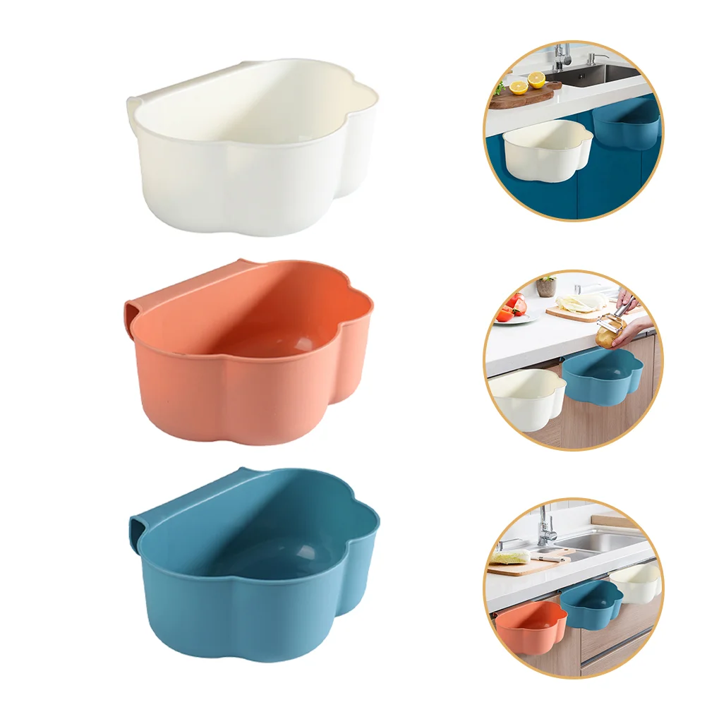 3 Pcs Garbage Can Office Bin Mini Container Under Sink Bricklaying Space-saving Trash Hanging Plastic