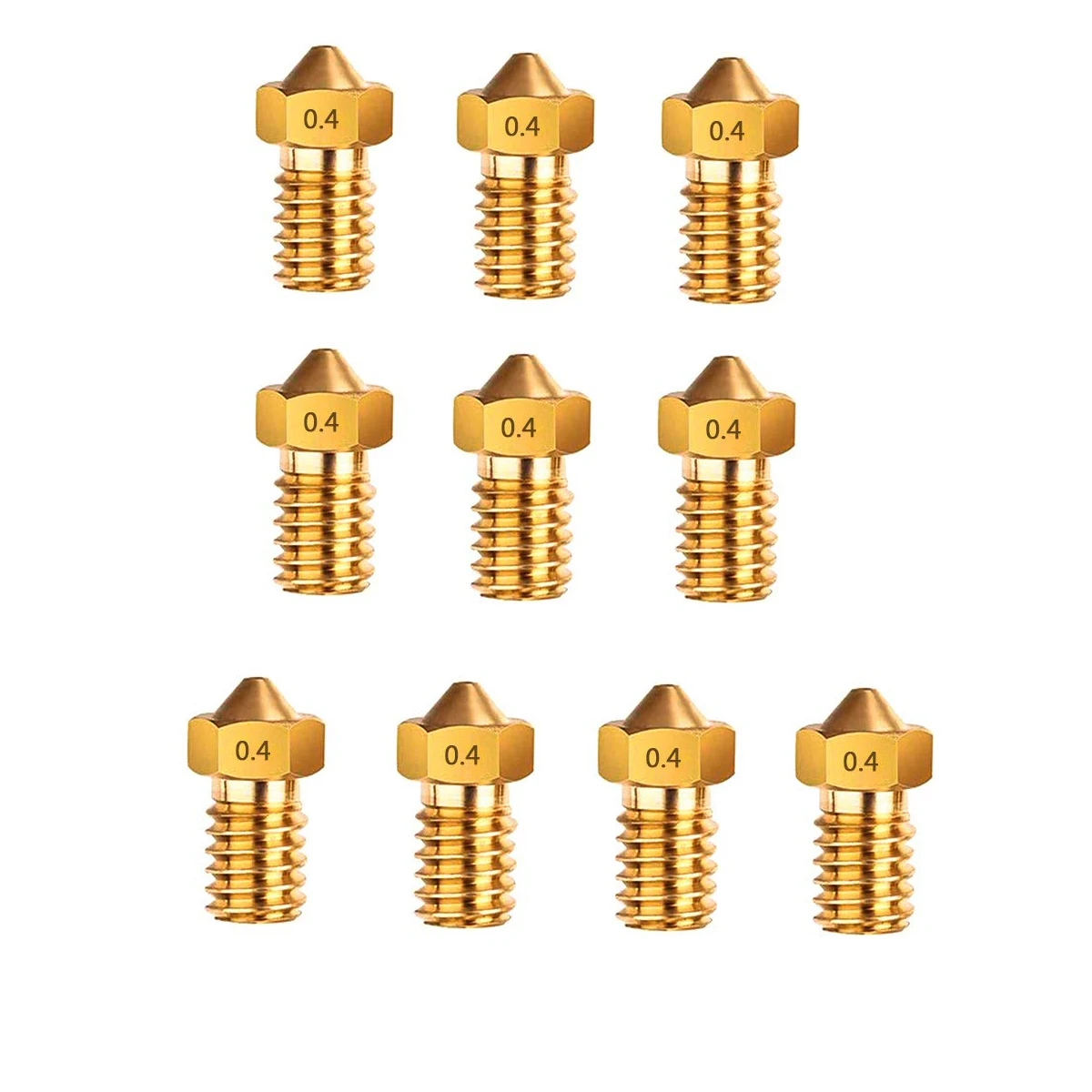 10pcs M6 Threaded Nozzle Full Metal 0.2/0.3/0.4/0.5/0.6mm Optional for 1.75 Filament V5 V6 Hotend Extruder 3D Printer Nozzles