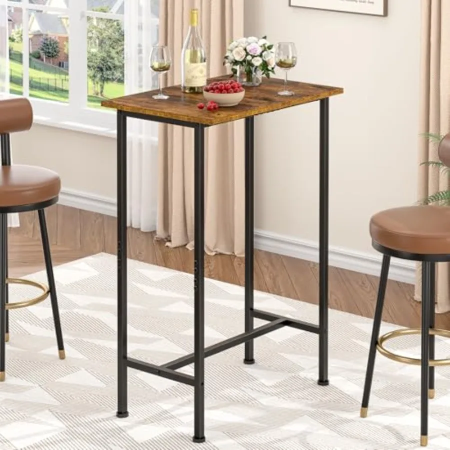 

Барный стол для небольших помещений, легко собираемый, высокий стол-стойка для паба с деревянной столешницей 15.74"Ш*23.62"Д, компактный стол для завтрака