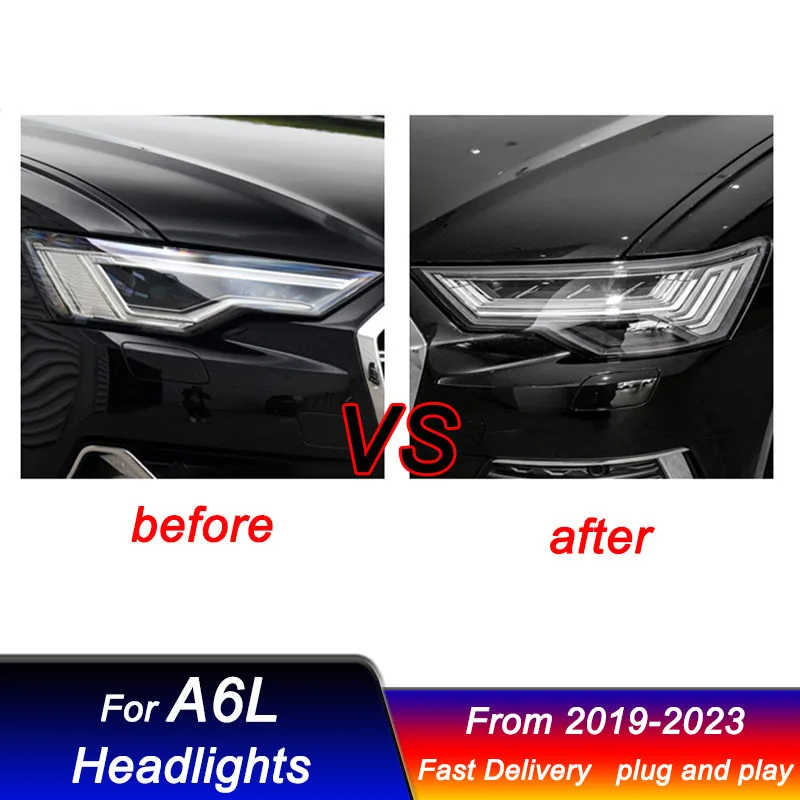 Car Led Headlights for Audi A6L C8 2019-2023 matrix style full LED DRL Dynamic Signal Head Lamp Bi Xenon Beam Headlamp Accembly