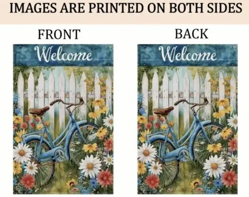 Welcome Blue Bicycle ~ Double Sided ~ Garden Flag ~ 12