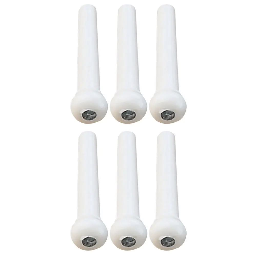 

6Pcs Plastic Acoustic Guitar Bridge Pins White String Pegs Wear Resistant Compact Fit Most Guitars Sustain Tone Volume