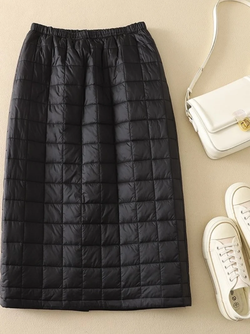 Fashionable Down Cotton Loose Casual Skirt For Women Autumn Winter 2025 Simple windproof And Warm Padded Skirt w1176
