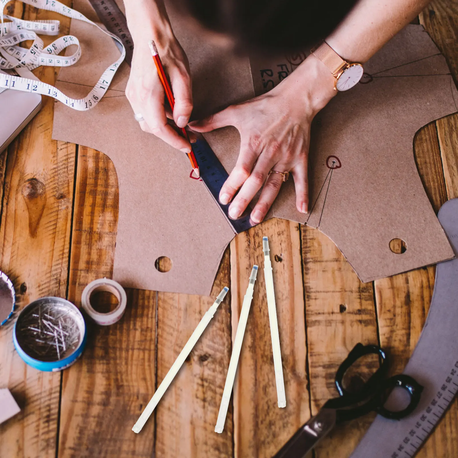 

100 Pcs Highlighter Refills Fluorescent Plastic Tailoring Embroidery Sewing Project Tools UV Color Marker Pens Long Lasting