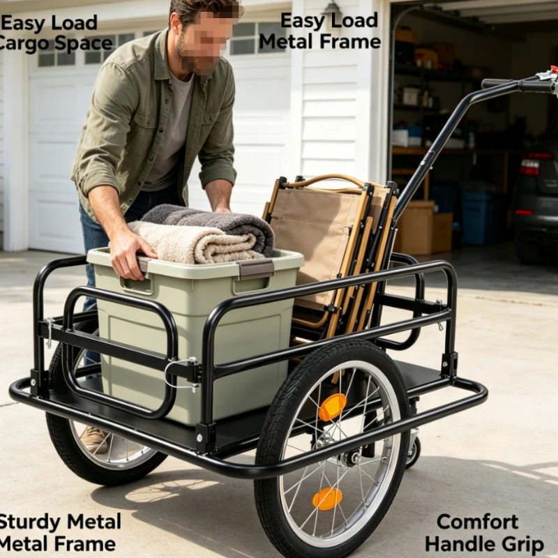 Heavy Duty Garden Cart With Steel Frame And Wide Wheels For Outdoor Plant Transport