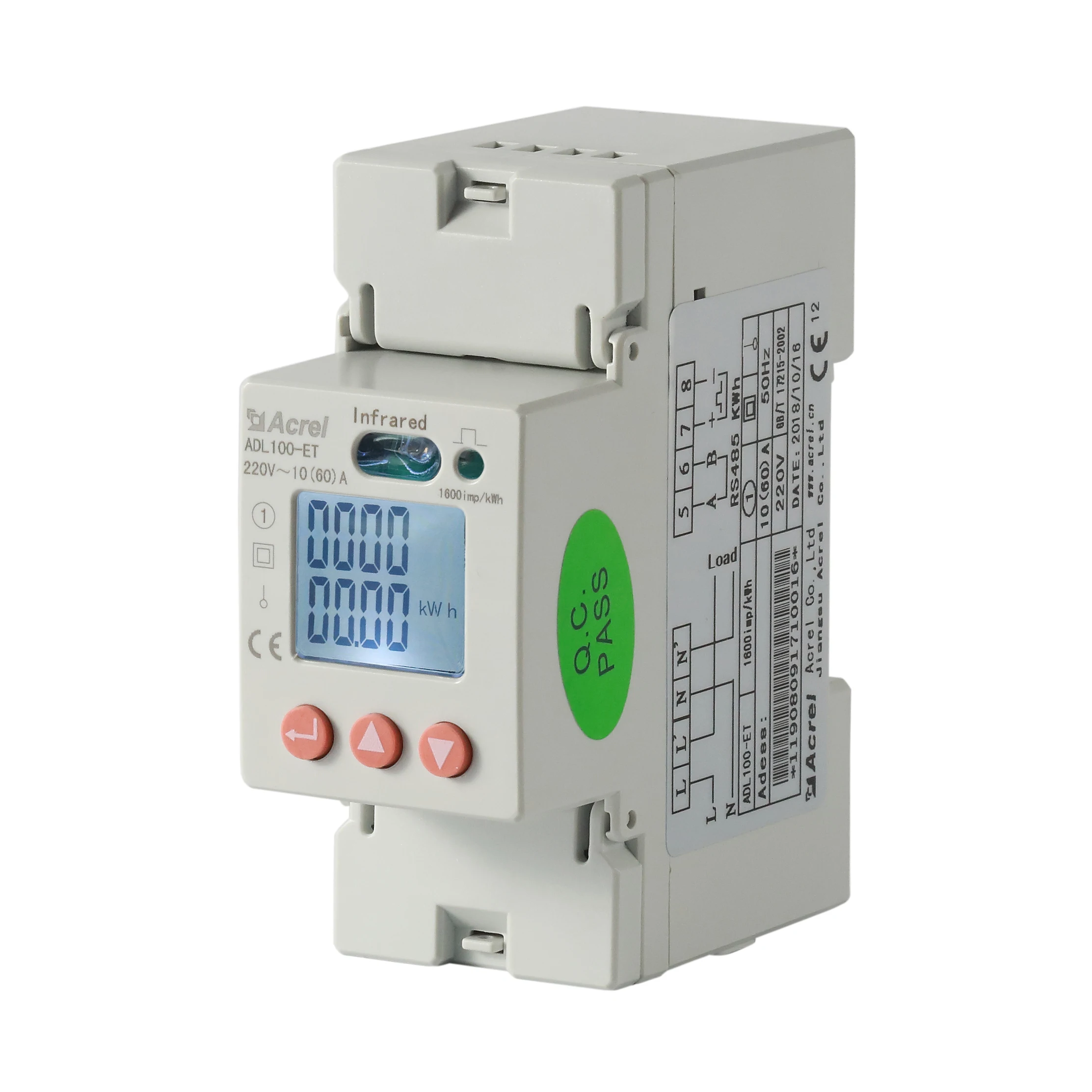 Acrel ADL100-ET/C Din Rail Single Phase Multi-function Power kWh Electricity Energy Meter RS485 Communication