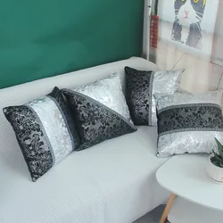 4Pcs/Pack Luxury Vintage Black and Silver Decorative Cushion Cover Floral Pillowcase For Car Sofa Decor Home Pillow Covers