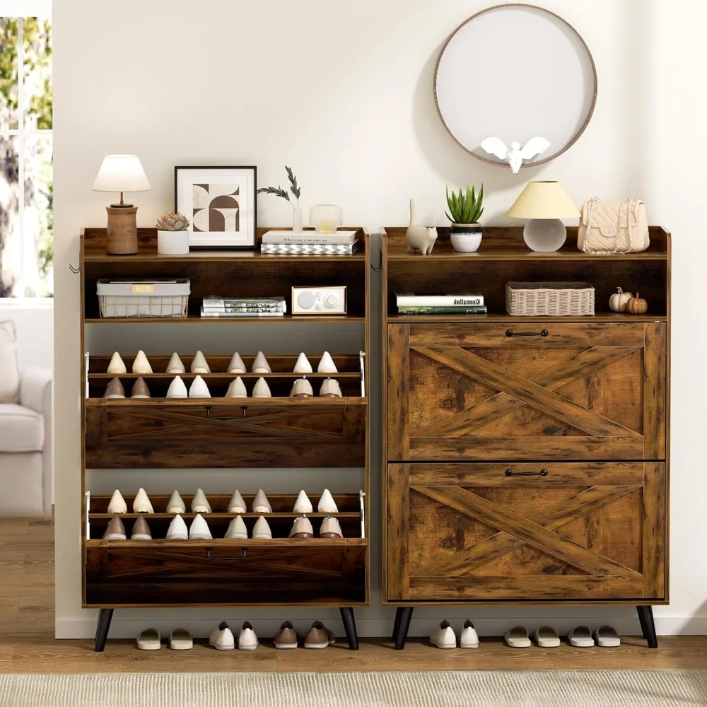 "خزانة أحذية المدخل مع مقعد وأدراج قابلة للطي ورف مفتوح" #6