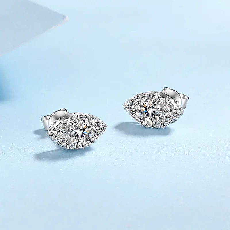 

1 Carat Oval Moissanite Diamond Platinum Stud Earrings for Women, Simple Fashion Pt950 Oval Earrings for Girlfriends Jewelry