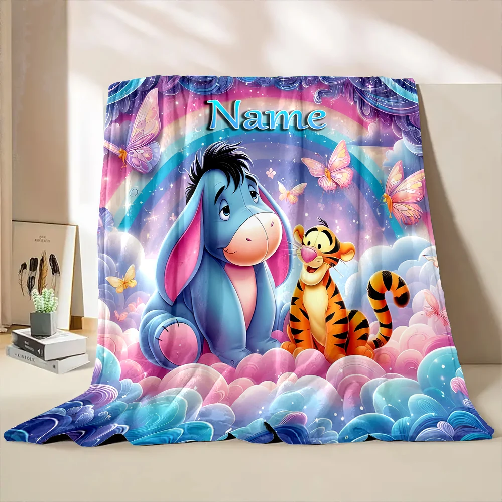 Customized Name Personalized Blanket Disney Pooh Bear Eeyore Children Warm Soft Blankets Home Travel and Comfortable Blanket