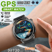 For Huawei Xiaomi Men New Outdoors Military GPS SmartWatch 10ATM Waterproof 730mAh High Battery Compass Sports NFC HD Call Watch