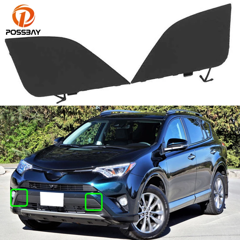 2 Pcs Car Front Bumper Towing Hook Eye Cover Black Accessories for Toyota RAV4 RAV 4 2016 2017 2018 Auto Exterior Spare Parts