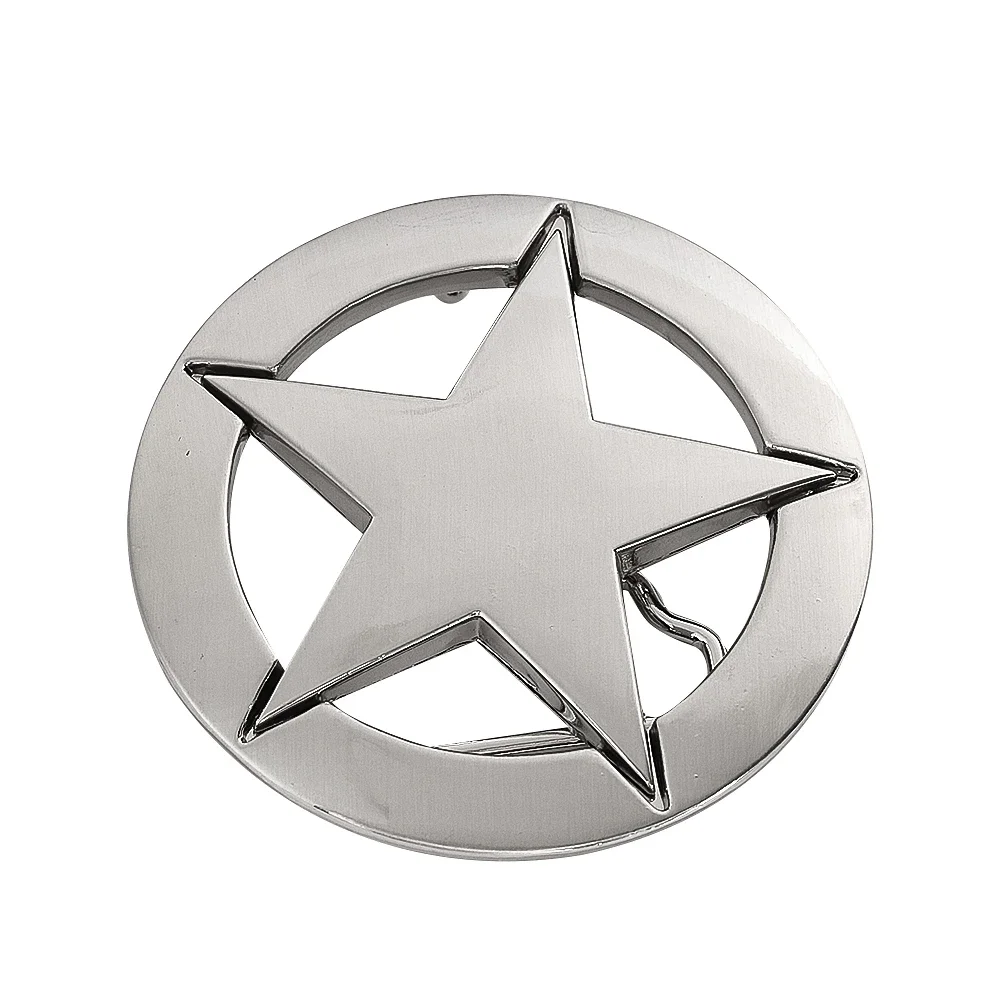 Stainless Steel Pentagram Belt Buckle Sheild Badge Western Cowboy DIY Ornament Officer Sheriff Decoration Cosplay