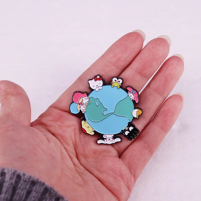 Cute  cartoon cat brooch lazy balls Earth brooch badge Enamel Pin Lapel Pins Badge Hats Clothes Backpack Decoration Jewelry Gift