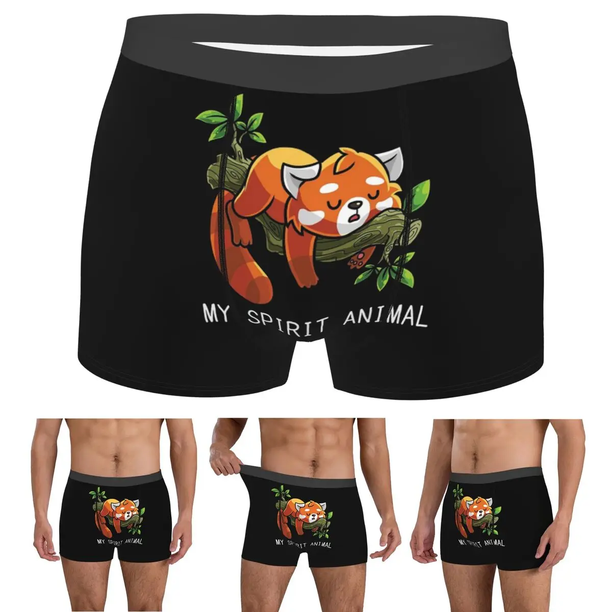 

Boxer Underpants Shorts Red Panda Spirit Animal Panties Men's Ventilate Underwear for Homme Man Boyfriend Gifts
