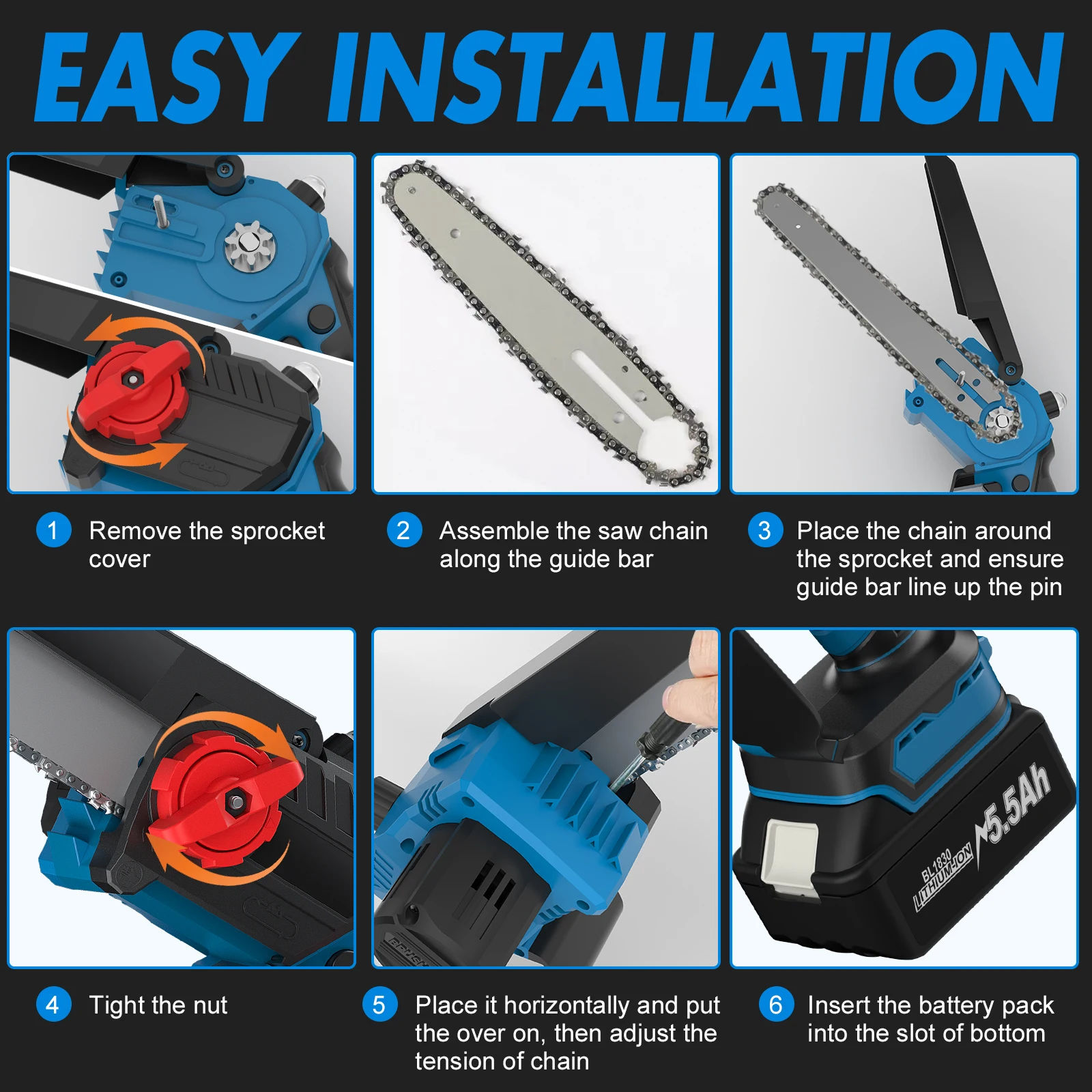 เครื่องเหลาเลื่อยลูกโซ่ไร้สายไฟฟ้าสําหรับ Makita 18V แบตเตอรี่ลูกโซ่ไฟฟ้ามอเตอร์มือถือสวนตัดไม้เครื่องมือไฟฟ้า