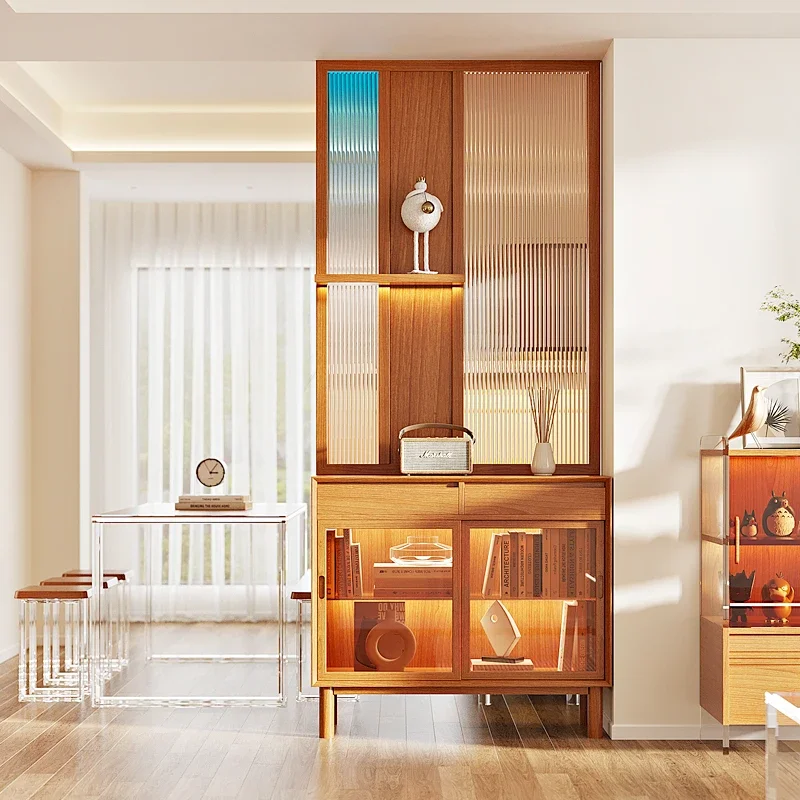 

Entry screen porch cabinet enters the door living room solid wood gradual change colored glass partition cabinet