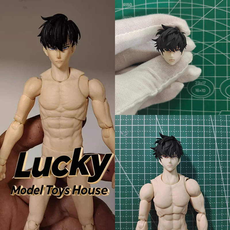 1/12 Sung Jinwoo Mann-Figur, bemalte Kopfskulptur, Anime Solo Leveling, männlicher Soldat, Zubehör für 6-Zoll-Shf-Mirrfig-Vtoys-Körper