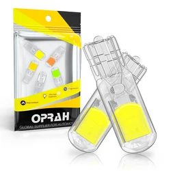 2pcs LED W5W T10 Car Lights COB Glass Interior Signal Lamps For Car Dome Reading Bulb Door Lighting Side Parking 12V Warm white