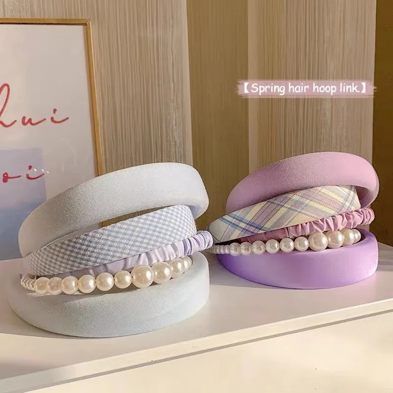 3개입 멀티컬러 심플하고 우아한 여성용 헤어밴드, 세안용 헤어밴드, 패션 소녀 헤어 액세서리