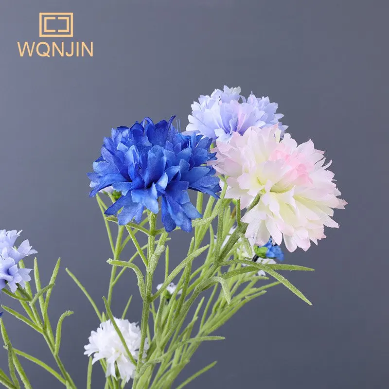 Nordic Style Artificial Flowers Long Branch Starry Cornflower Home Decorations For Wedding Home Office Artificial Plants