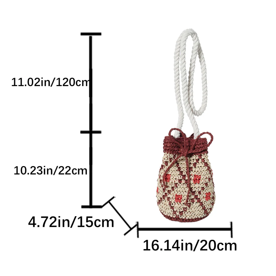 Small Drawstring Crossbody Bag Female Rope Shoulder Strap Bucket Handbag 2026 New Summer Boho Crochet Knitting Beach Bag view 6