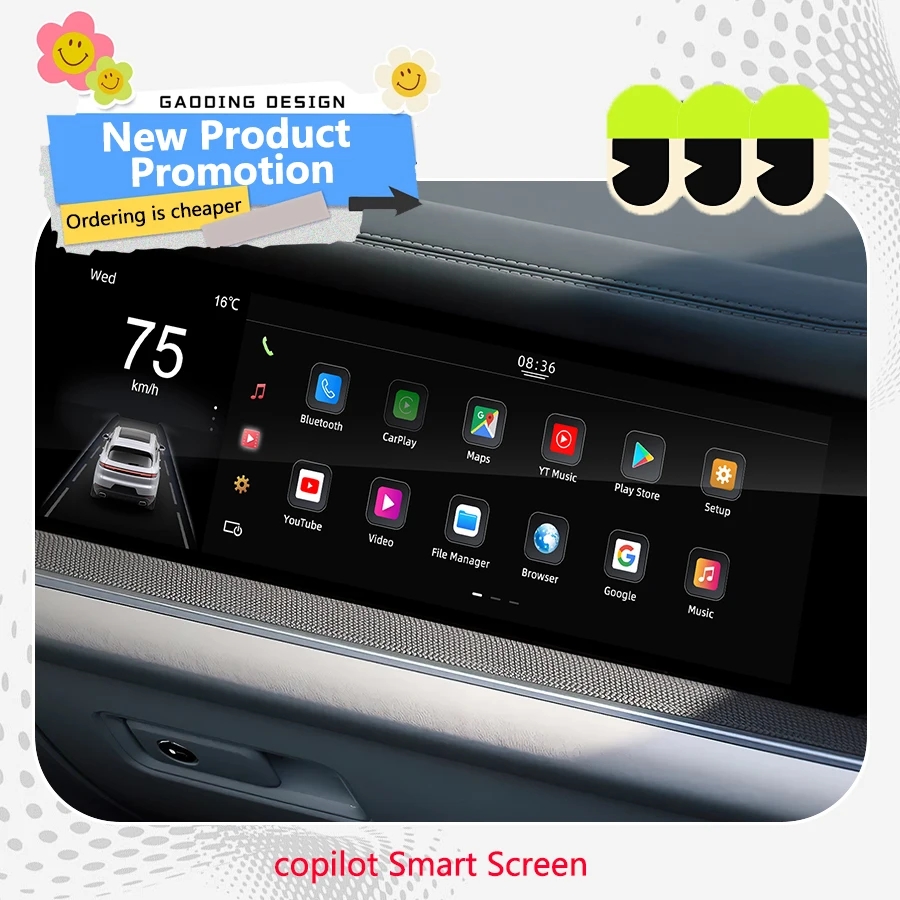 15inch Car Co-pilot Smart Screen For Porsche Cayenne 2024 Android 13 Car Radio Entertainment System Multimedia Player Head Unit