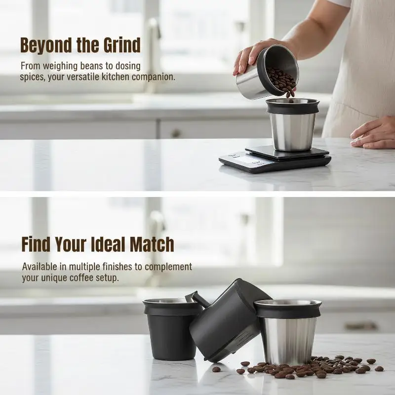 Coffee Dosing Cup Shatterproof Stainless Steel Portable Espresso Catch Cup 51mm 58mm for Small Home Coffee Bars