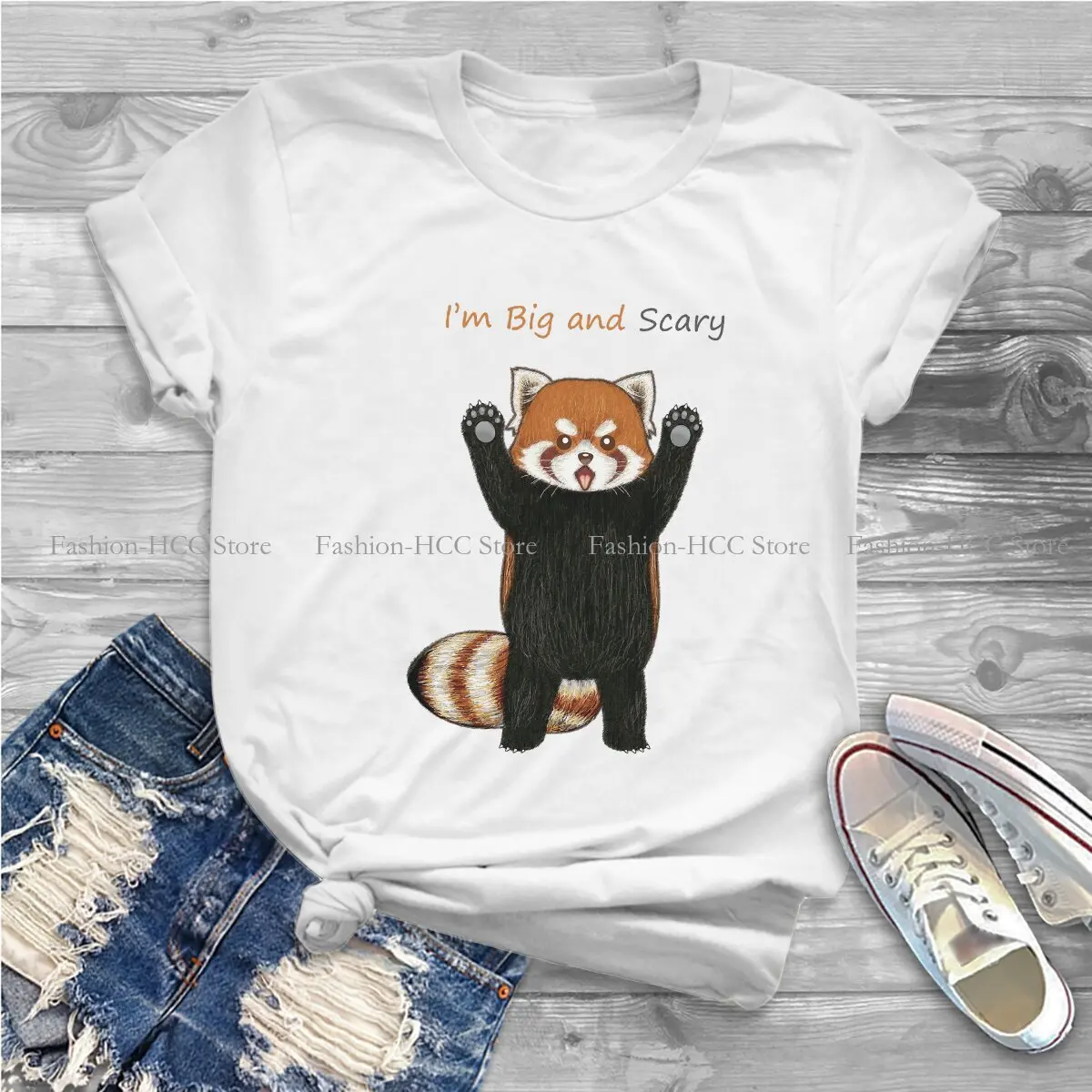 Red Panda Ailurus Fulgens Polyester TShirts I am Big And Scary Distinctive Women's T Shirt New Trend Clothing