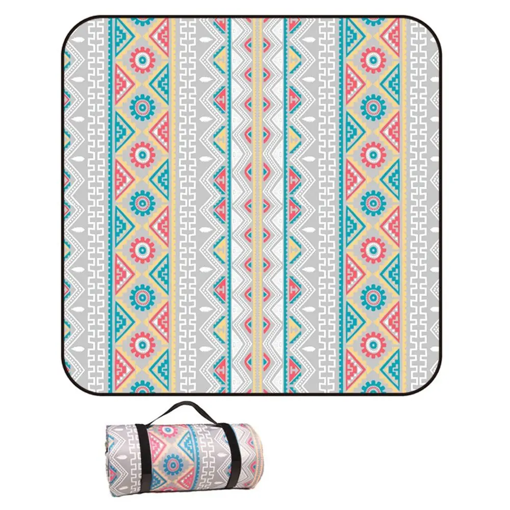 

Outdoor Equipment 200*150 Moisture Proof Pad Ethnic Style Thickened Lawn Mat Stripe Multi-purpose Picnic Cloth Beach