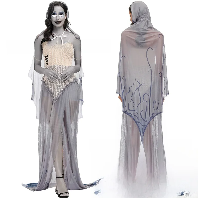 Loween filme zumbi noiva m chumbo victor fem chumbo emily traje roupas étnicas traje de palco senhoras faionable dr