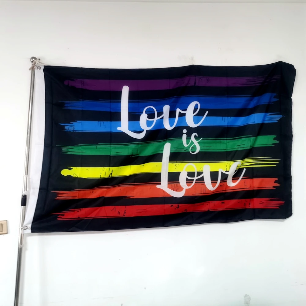 Love Is Love Flag Vibrant Pride Rainbow  Flag Perfect For Outdoor Celebrations Home Decor 90x150cm Polyester
