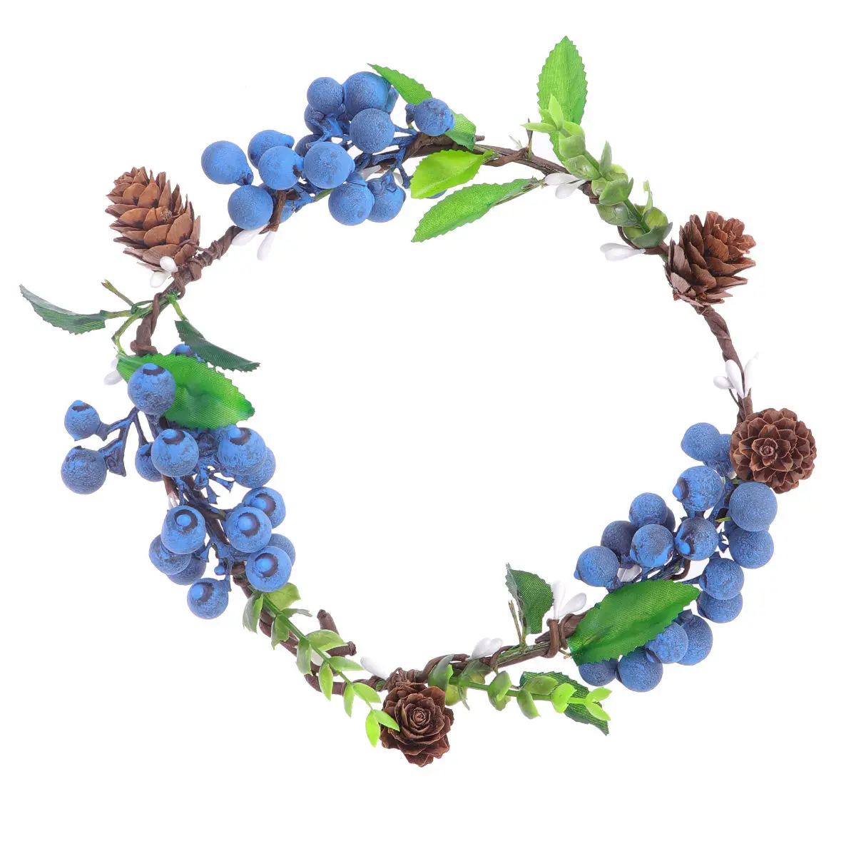 Berry Headpiece Bridal Berries Simulation Pine Cone Crown Headdress Wedding Hair Accessories Photography Props Blueberry