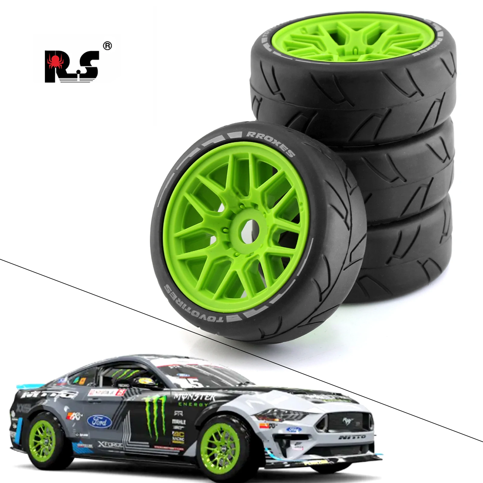 RS Short Course Truck Tires Tyre Wheel 17mm Adapter For 1/8 pull WRC Feishen Ping Run GT tire racing highway