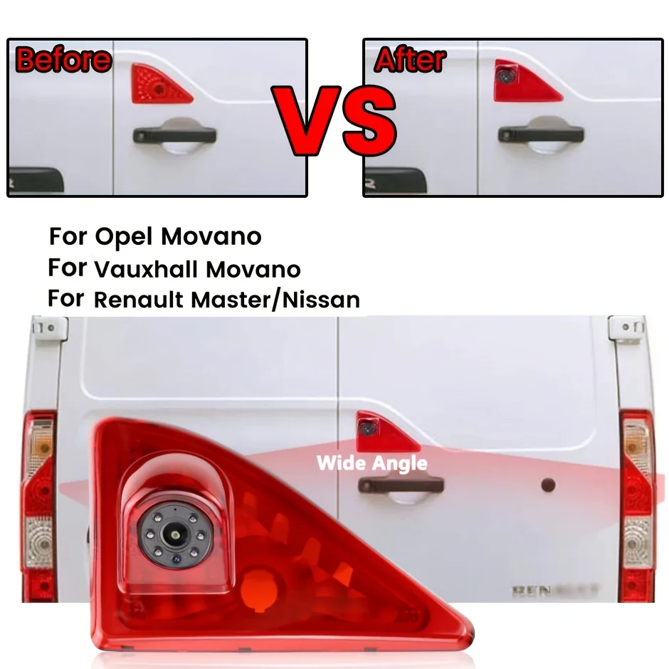 Replacement High Mount Backup Parking Camera for The Rear View Brake Light, Compatible with for Opel Movano B, for Nissan NV400