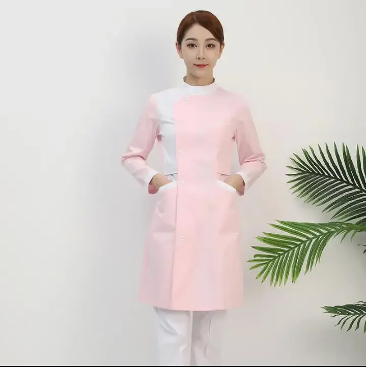 Nurse Clothing Medical Beauty Uniform Autumn Hospital Work Overalls Pink Gown