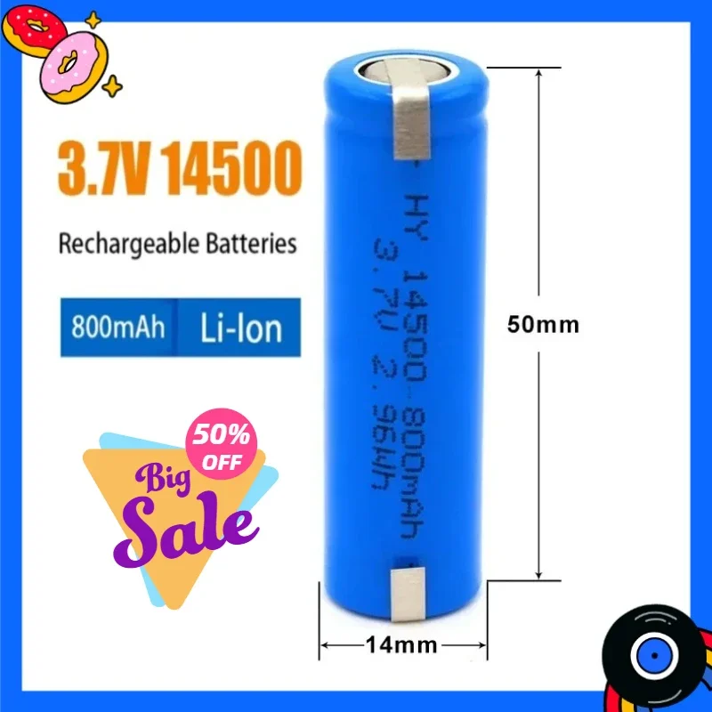 1-12pcs 14500 3,7 V 800mAh Lithium Batteries for Welding Flashlights Electric Toothbrushes Shaver Batteries