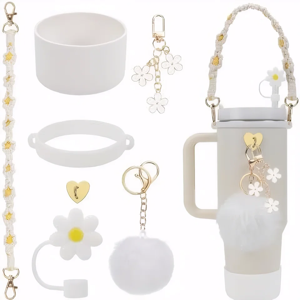 7 قطعة غطاء من القش مخصص لملحقات كأس ستانلي حقيبة حمل قبعات من القش غطاء كوب واقي من الغبار الديكور الغطاء السفلي