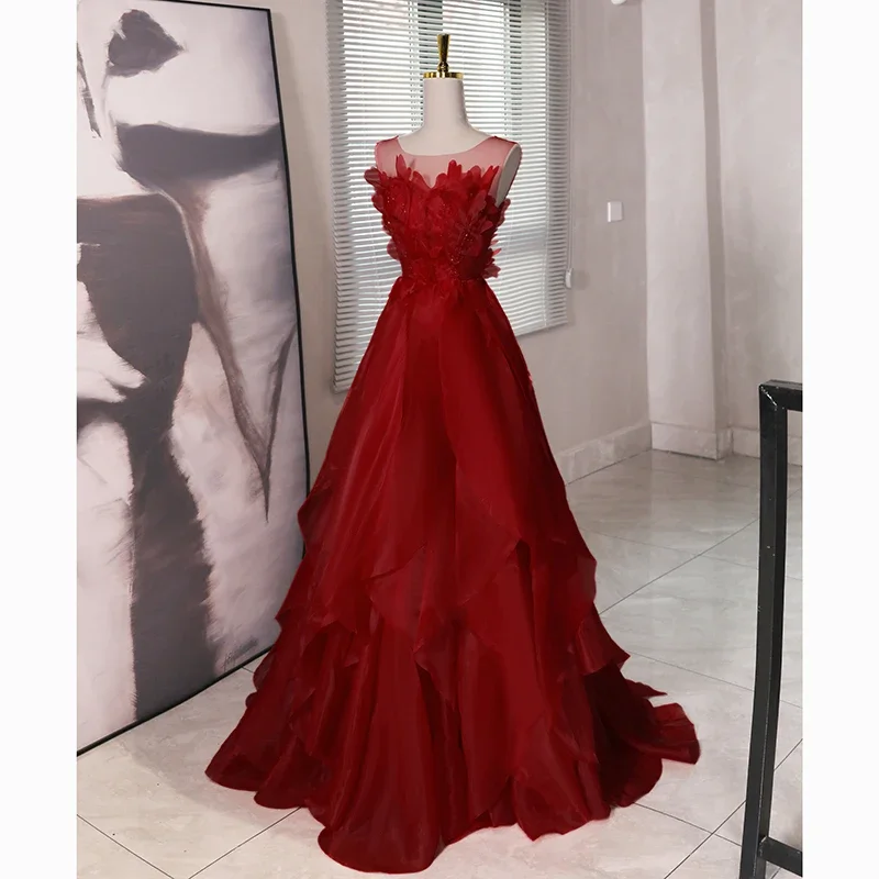 Customized Sweet Pink Evening Dress Strapless Sleeveless A-line Ruffles Banquet Formal Party Gowns for Women Vestido De Festa