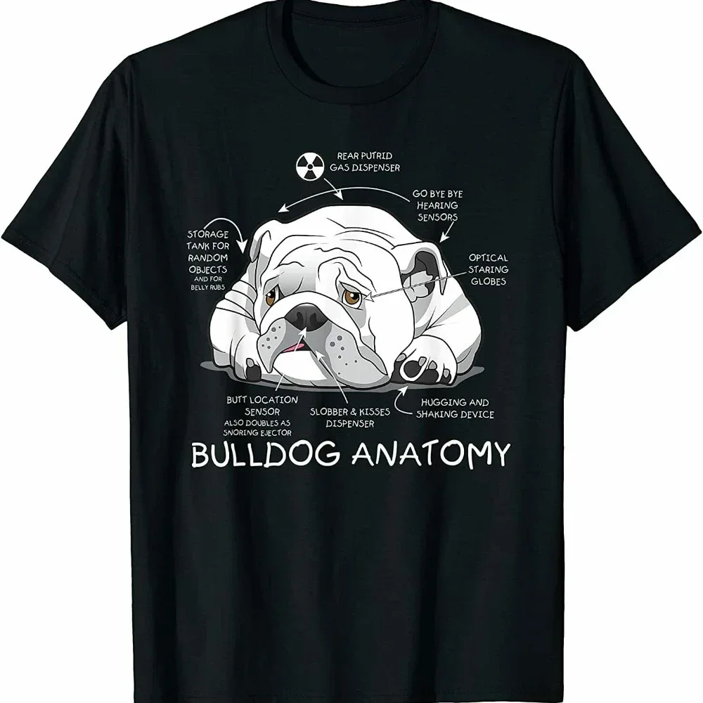 Funny cute English bulldog   anatomical dog biology gift T-shirt harajuku