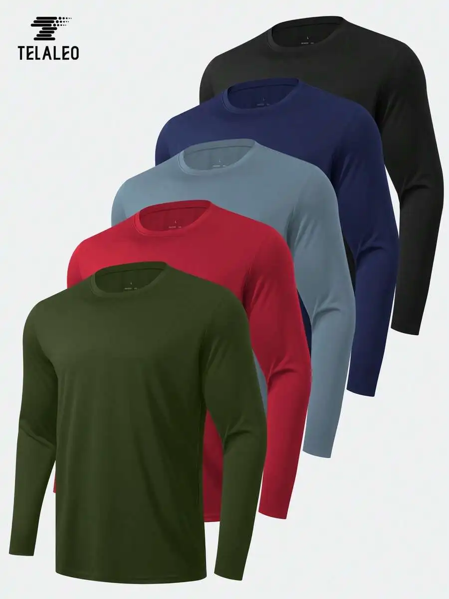

Men's 5Pcs Boyfriend Style Long Sleeve Shirts: Moisture Wicking Sun Protection Tee for Workout & Casual