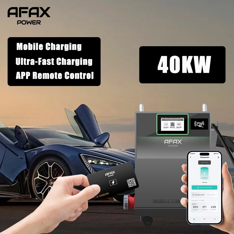 AFAX suministro directo de fábrica 30kw 40kw rescate de emergencia portátil CCS1/CCS2/CHAdeMO DC cargador de coche eléctrico