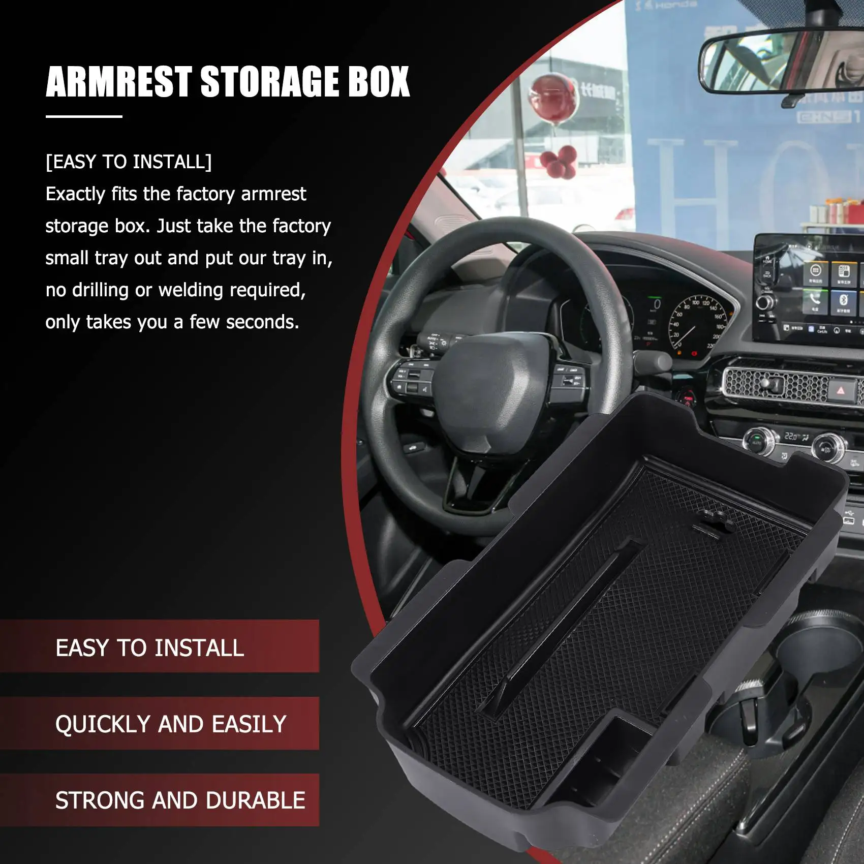 

Premium Central Console Organizer Tray For Honda Civic 11Th Gen 2022 Accessories Armrest Storage Box Insert Tray Glove Box