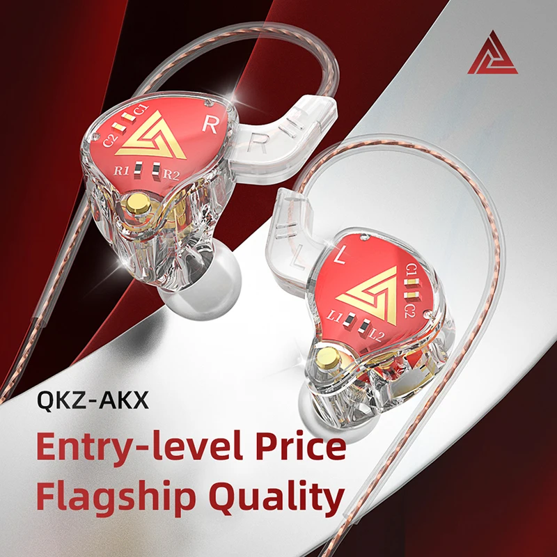 Original QKZ AKX Wired Earphone IEM Monitor Level Headset With MIC HIFI Stereo 3.5mm AUX  In-Ear Headphone For Music Game Sport