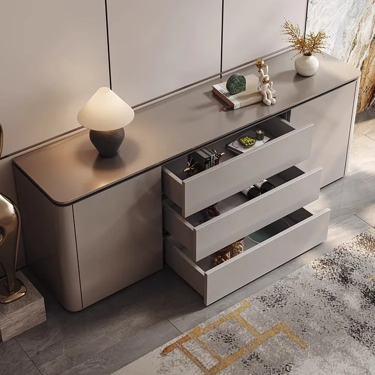 Italian light luxury dining side the wall living room bedroom storage cabinet modern simple and minimalist wood entrance cabinet