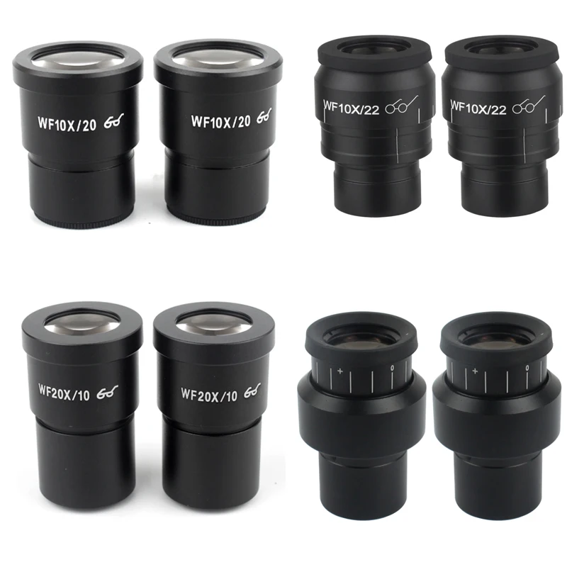 2PCS WF10X WF15X WF20X WF25X WF30X Wide Field Eyepiece For Binocular Trinocular Stereo Microscope 30MM Installation Interface