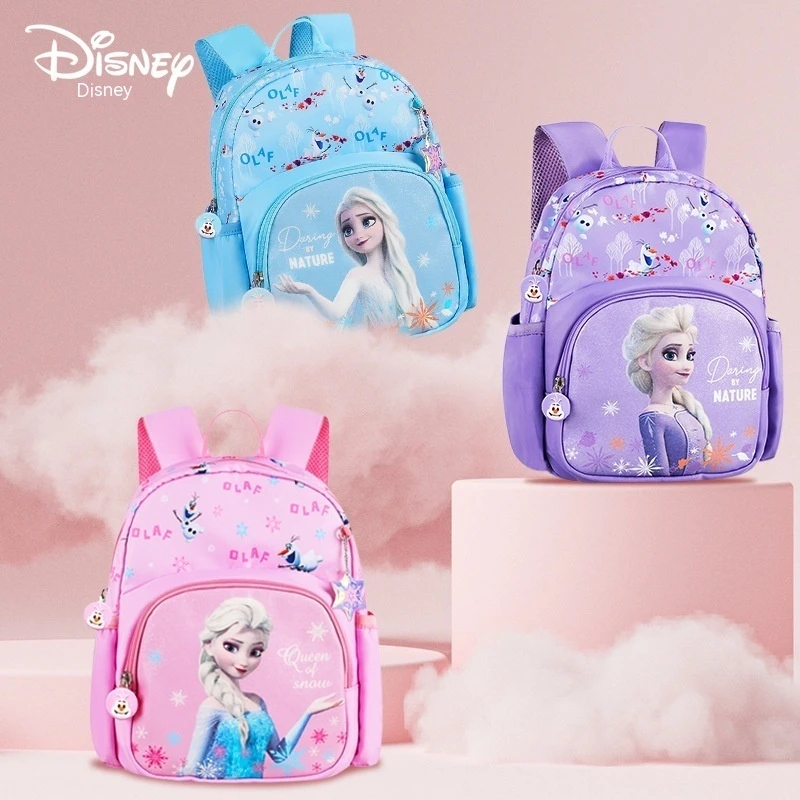 New Disney Frozen Elsa School Students Cute Cartoon Printed Children's Blue-purple Backpack Girls Schoolbags Gift Wholesale